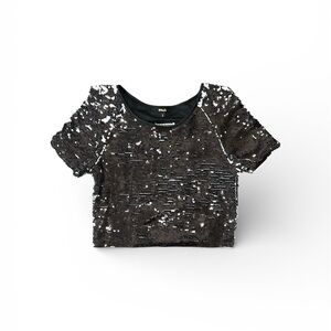 Black Sequin Black and White top size S